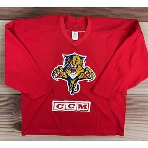 Vintage 90s Florida Panthers Jersey Red CCM Maska Made‎ in USA Retro Sz 2XL